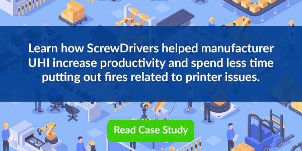 Learn how ScrewDrivers helped manufacturer uHI increase productivity and spend less time putting out fires related to printer issues.